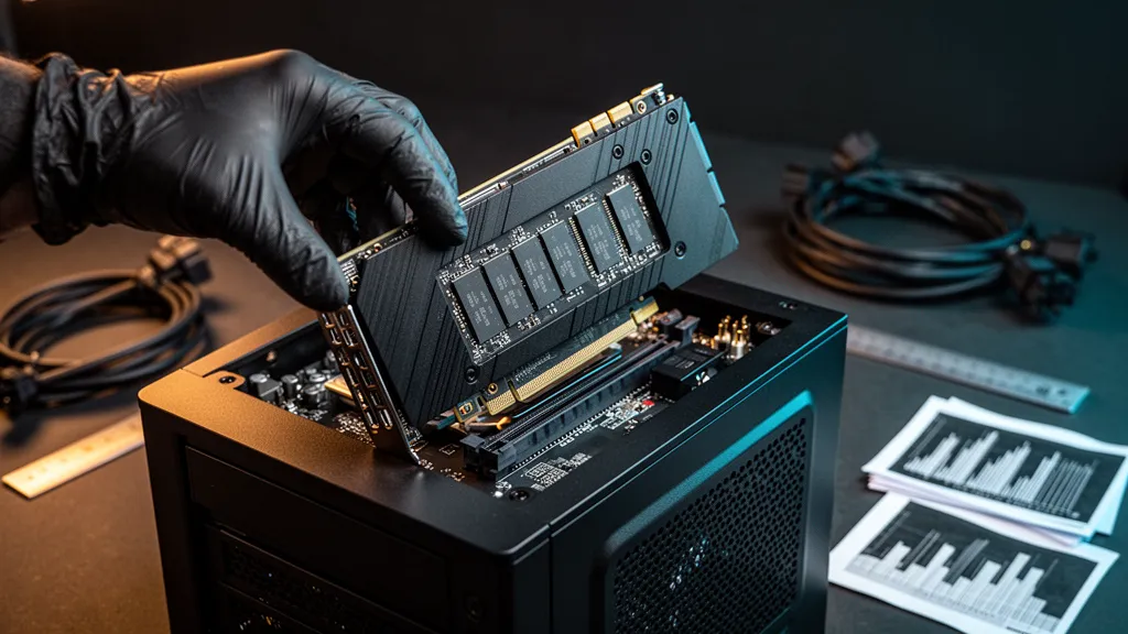 Carte graphique triple ventilateur installée dans un PC fixe avec éclairage interne